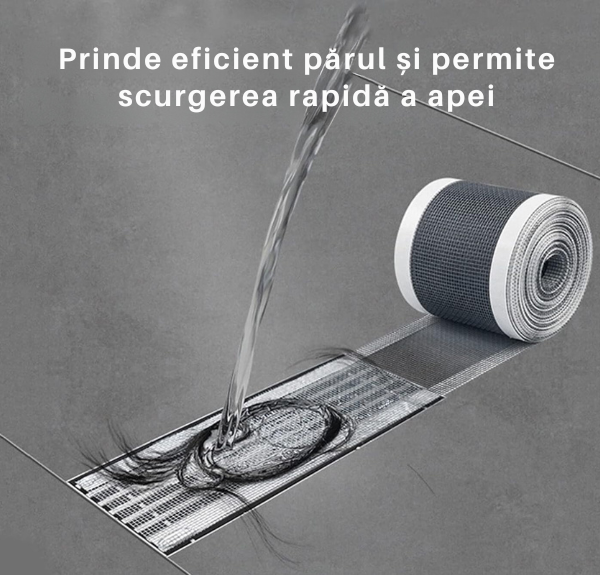 Filtru Adeziv pentru Colectarea Părului – Protecție Anti-Înfundare pentru Scurgere (5m x 7cm)