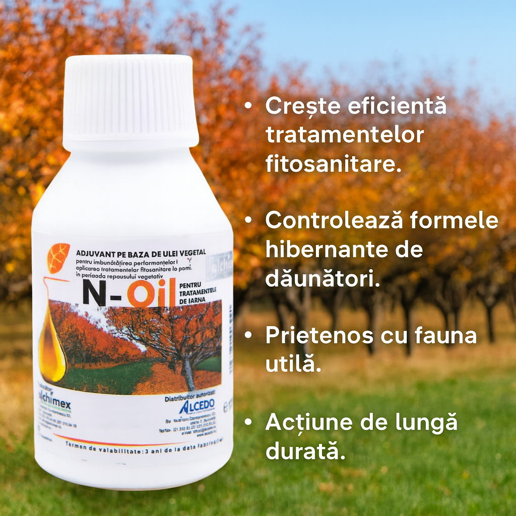 N-OIL – adjuvant pe bază de ulei vegetal pentru tratamente pomi
