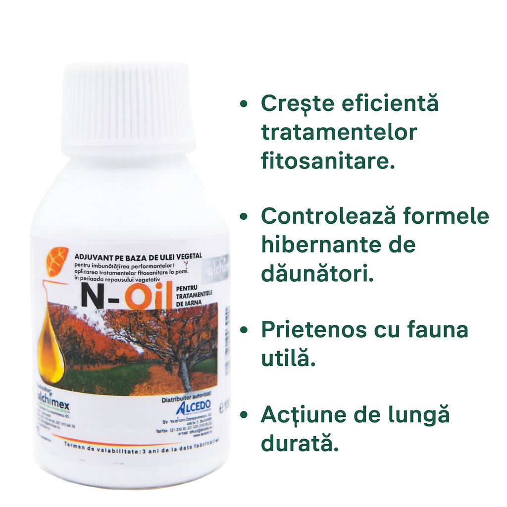 N-OIL – adjuvant pe bază de ulei vegetal pentru tratamente pomi